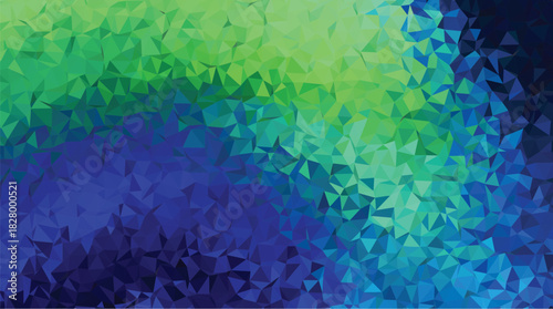 Abstract Low-Poly Background with Vibrant Blue, Green, and Teal Gradient