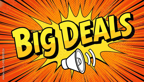 Eye-catching Pop Art Sale Alert Design with Megaphone for Irresistible Promotional Discounts