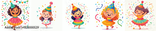 vector happy little girl dancing celebrating new year