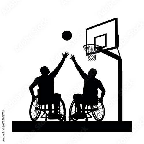 Wheelchair Basketball Athletes in Action: Teamwork, Mobility, Determination, and Competitive Disability Sports.
