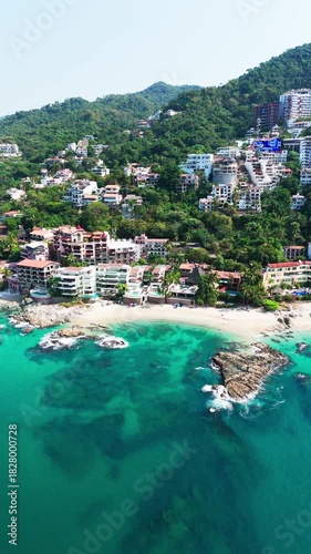 Puerto vallarta conchas chinas beach showing tropical coast and resorts, mexico