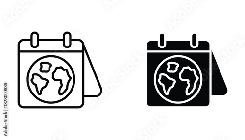 Earth Day icon set, with a white background.