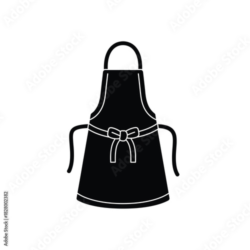 Black apron with white bow and straps clothing garment