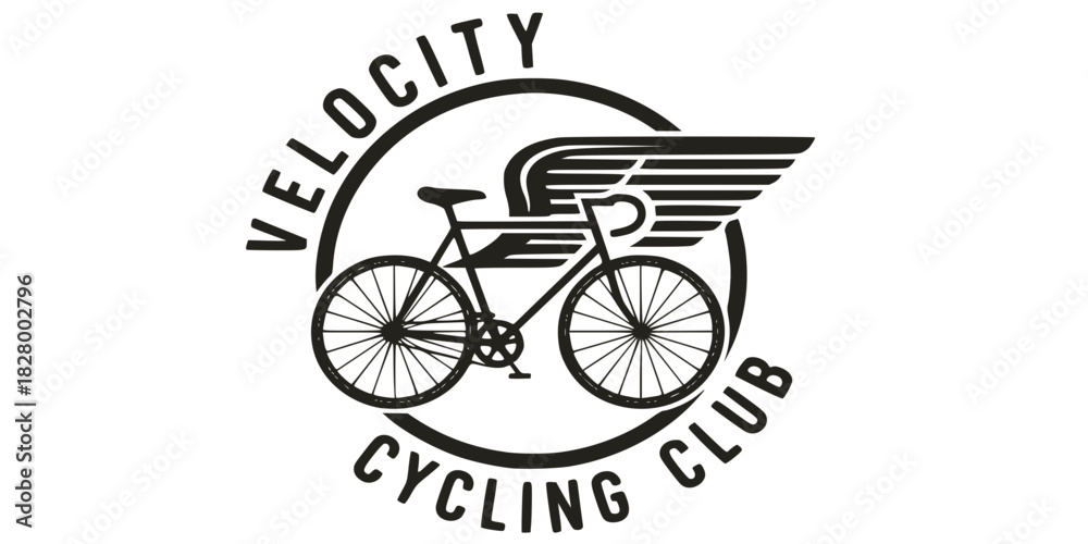 Fototapeta premium Vintage Bicycle Wheel Wings Emblem Vector