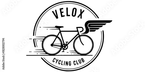 Vintage Bicycle Wheel Wings Emblem Vector