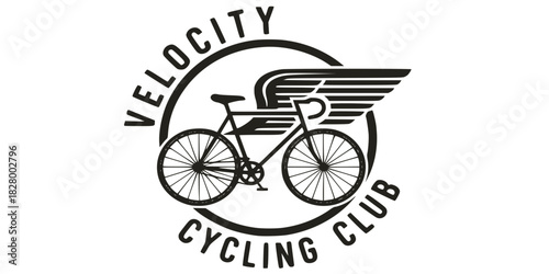 Vintage Bicycle Wheel Wings Emblem Vector