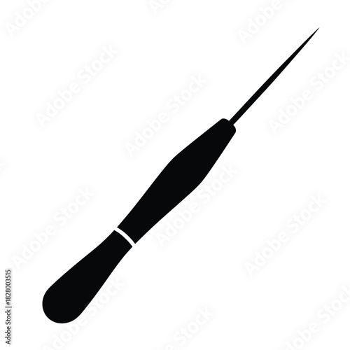 Black awl tool silhouette on white background sharp