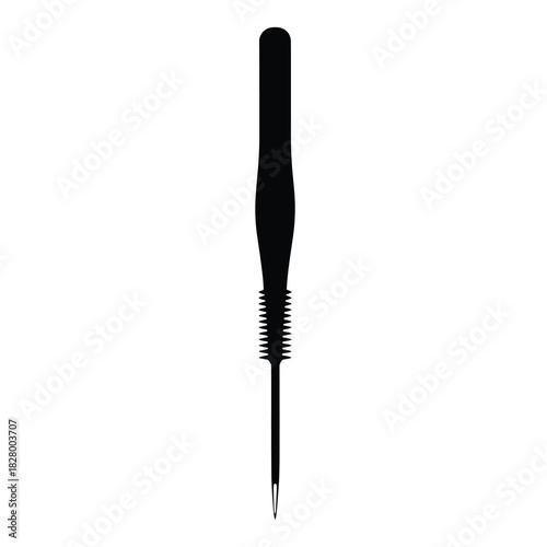 Black awl tool silhouette with textured shaft white