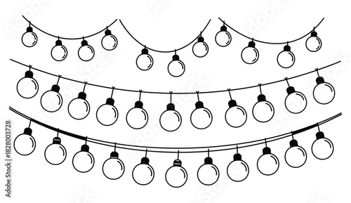 String lights isolated on white background, perfect for adding a festive touch to any design, creating a warm and inviting atmosphere with their soft glow
