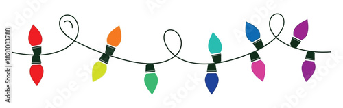 Colorful christmas lights isolated on white background, festive decoration for holiday season, vector illustration of garland with bulbs