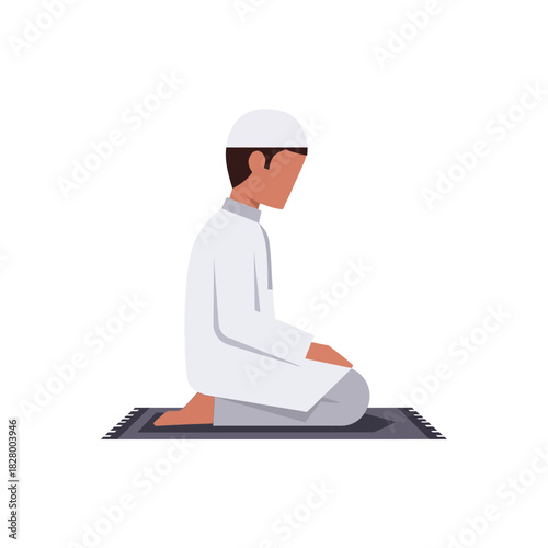 A Muslim man performing the sitting posture