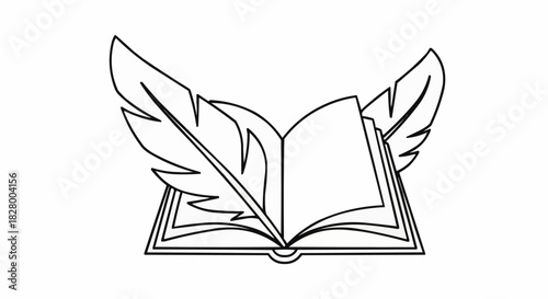 An open book with large feather wings symbolizing knowledge and freedom.