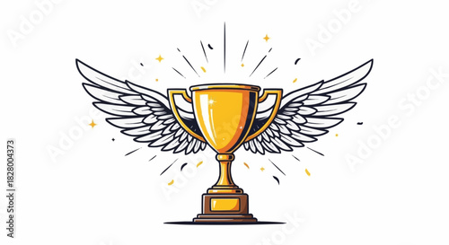 Golden Trophy with Wings - Symbol of Victory and Achievement.