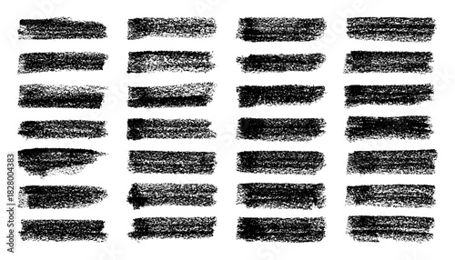 Grunge brush strokes, lines, ink smudges, hand-drawn scribble shapes. Handmade sketchy marks, acrylic stains, charcoal streaks. Paint textures, dry brush effect. Marker underline. Vector illustration