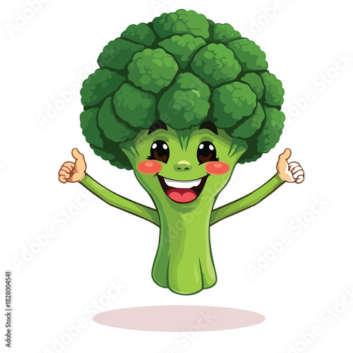 Happy cartoon broccoli giving thumbs up, promoting healthy food Vector