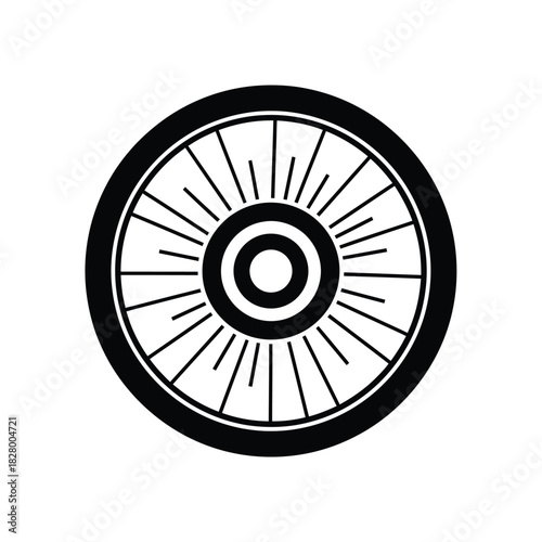 Black bicycle wheel spokes and rim on white vector