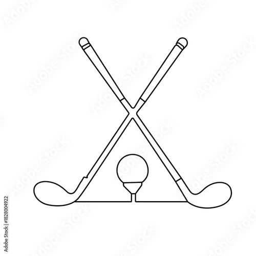 Golf club iron line icon on white background in simple, minimal outline style vector illustration

