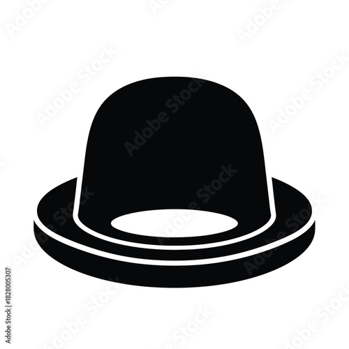 Black bowler hat icon on white background vector