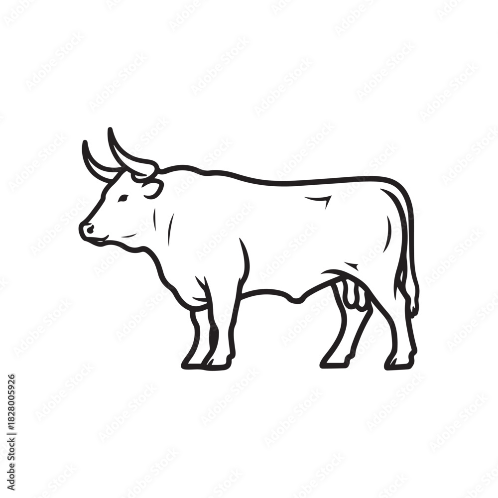 Fototapeta premium Show steer outline vector flat illustration design