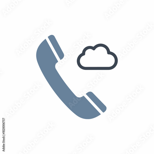 Communication technology concept with telephone icon and cloud symbol. Telephone represents connectivity and digital communication, while cloud symbolizes data sharing.