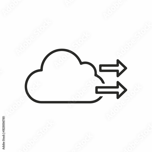 Cloud storage icon with arrows representing data transfer and connectivity. Cloud symbolizing online storage, indicating movement of information. Concept for technology in communication systems.