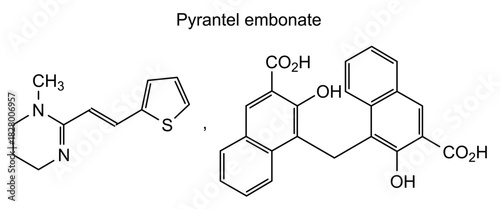 Pyrantel embonate, chemical structure of pyrantel embonate, drug substance