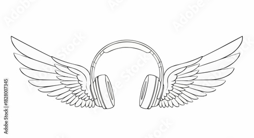 Headphones with Wings Symbolizing Music Freedom and Creativity.