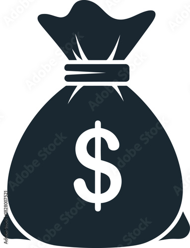 Money bag icon with dollar sign for finance and wealth concepts.