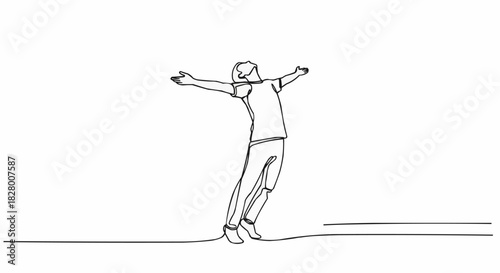 Joyful person with arms outstretched celebrating happiness and freedom.