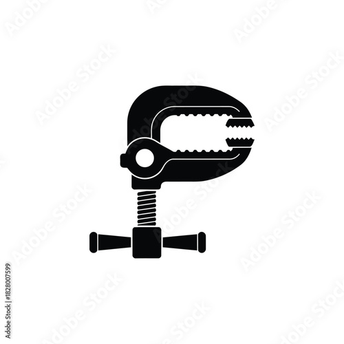 Black C Clamp Tool Isolated on White Background grip