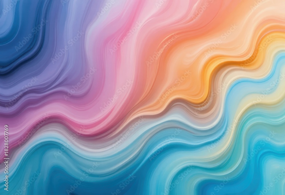 Obraz premium Colorful abstract waves in soft gradient blend creating a soothing visual experience Generative AI
