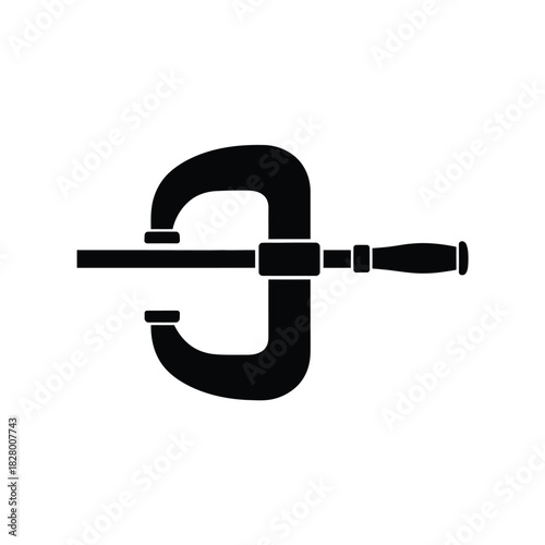 Black C clamp tool on white background equipment metal