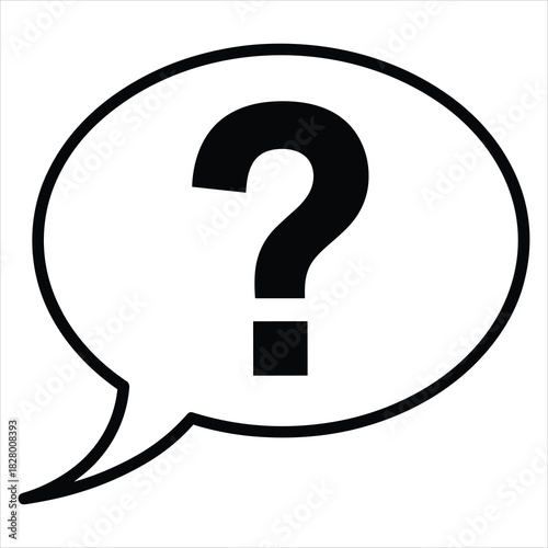 Question mark symbol in a classic speech bubble, asking query isolated on white background, Vector