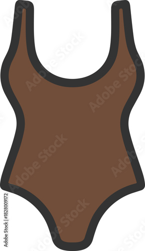 Brown one-piece bodysuit icon for swimwear UI