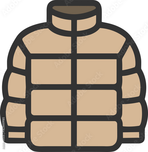 Beige padded coat icon for seasonal fashion