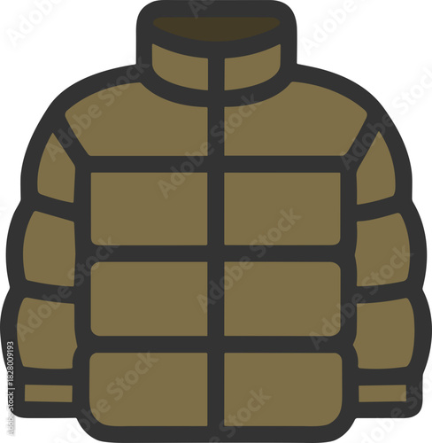 Olive padded jacket icon for cold weather wear