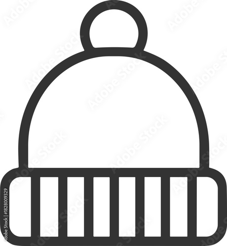 Black outline icon of winter beanie hat