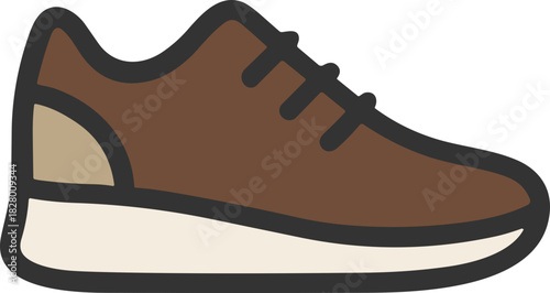 Brown sneaker shoes icon for sport fashion