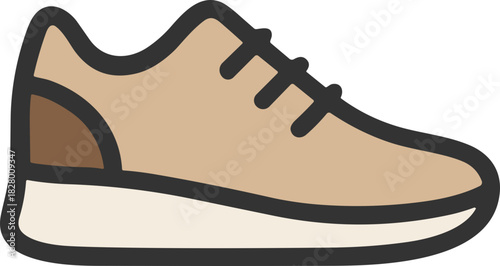 Beige sporty sneakers icon in vector style