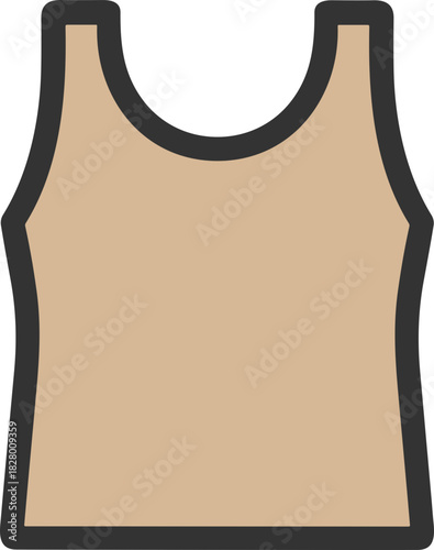 Beige athletic tank top flat icon for UI