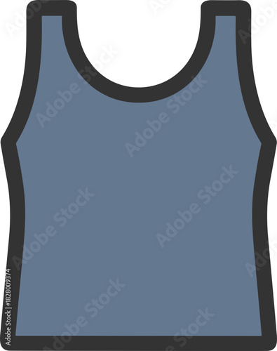 Blue unisex sleeveless shirt icon in flat style