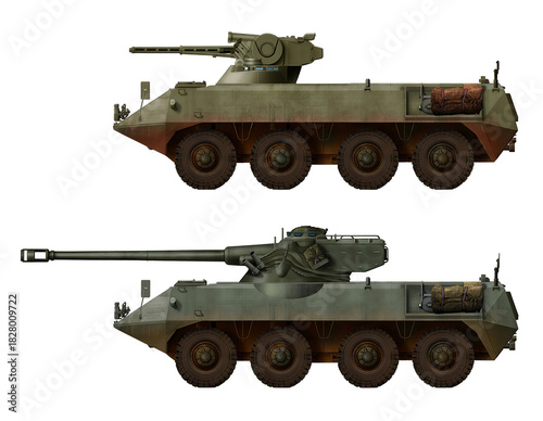 A collection of concepts of Armored Fighting Vehicles based on the BTR-60 (top: BTR-60 Congo, bottom: BTR-60-105 Congo). Individual images, in full size, can be found in the portfolio or by name in th