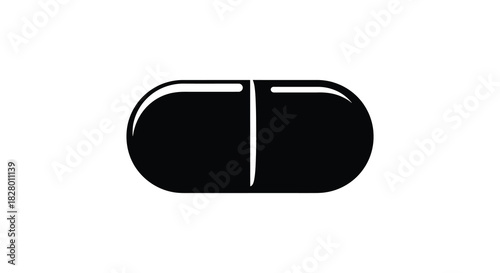 Pill tablet medication drug isolated graphic black and white silhouette