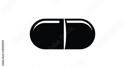 Black and white pill capsule shape silhouette