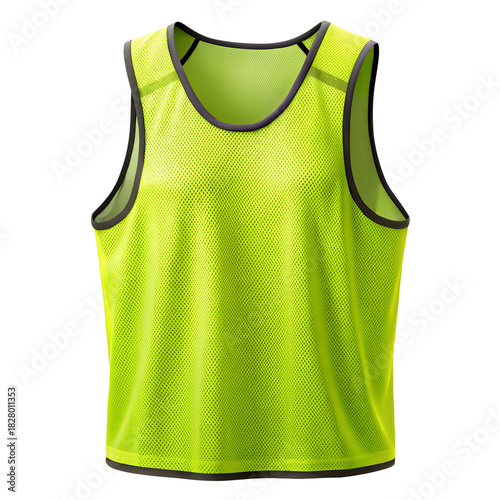 Bright neon yellow mesh sports training bib vest for team identification isolated on transparent background