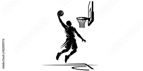 Dynamic Basketball Player Dunk Silhouette