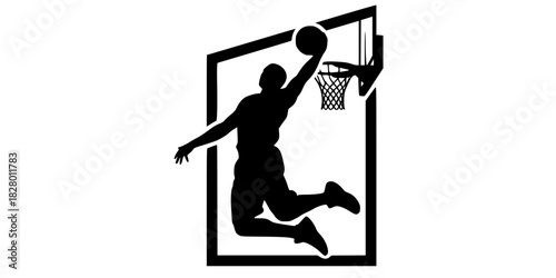 Dynamic Basketball Player Dunk Silhouette