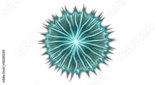 Abstract illustration of a glowing blue radial design on white background