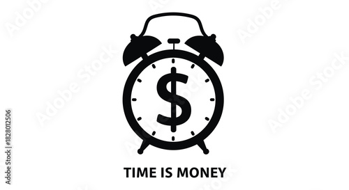 Time is money concept with clock and dollar sign silhouette