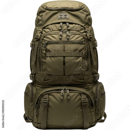 Olive Green Tactical Backpack Outdoor Gear Military Rucksack Travel Camping Hiking Heavy Duty on transparent background